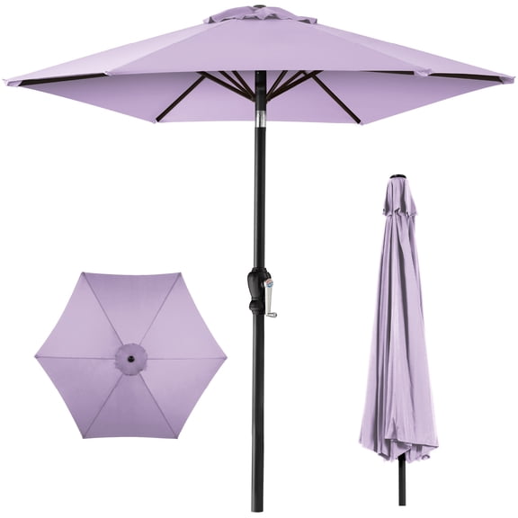 Best Choice Products 10ft Outdoor Steel Market Patio Umbrella w/ Crank, Tilt Push Button, 6 Ribs - Lavender