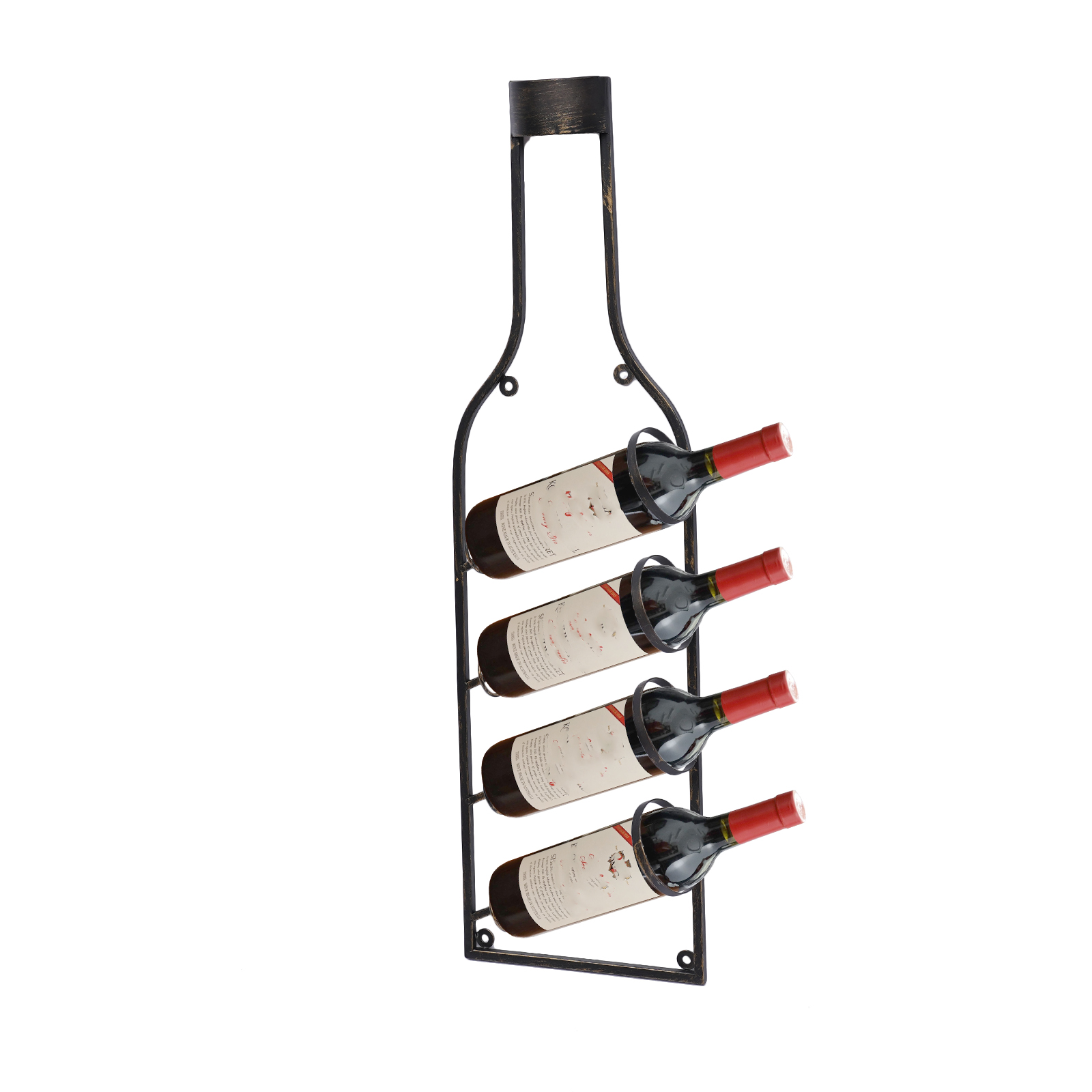 TFCFL 4 Bottles Wall Mounted Wine Rack Retro Open Wine Bottle Rack