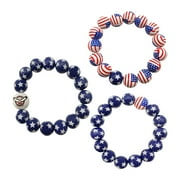 SOAC 3 Pcs Independence Day Bracelet Fourth of July Bracelets Beaded Elastic Gifts Supplies Charm