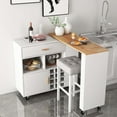 thumbnail image 4 of Costway Reversible Folding Kitchen Island Cart Utility Storage Trolley Wine Rack Shelves, 4 of 10
