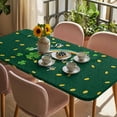 thumbnail image 3 of St. Patrick's Day Table Cloths for 3 Foot Rectangle Tables, Green Shamrock Rainbow Gold Coin Simple Patio Waterproof Elastic Fitted Tablecloths, Washable Rectangular Table Cover for Camping, 3 of 8
