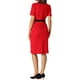 thumbnail image 3 of Vestido de tubo para mujer Inspire Chic, de manga corta, color contrastante, elegante, vestido midi para el trabajo, talla XL, rojo, 3 of 6