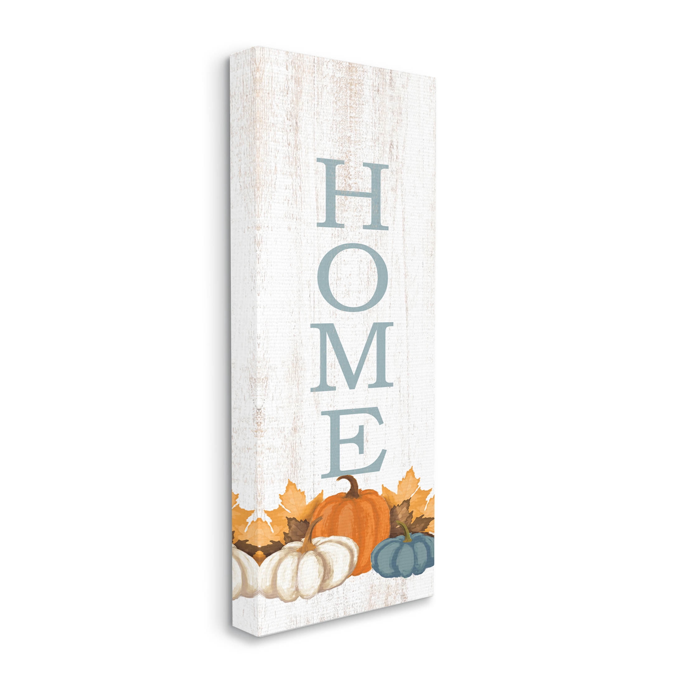 Stupell Industries Autumnal Pumpkin Leaves Home Sign Graphic Art Gallery Wrapped Canvas Print Wall Art, Design by Dogwood Portfolio