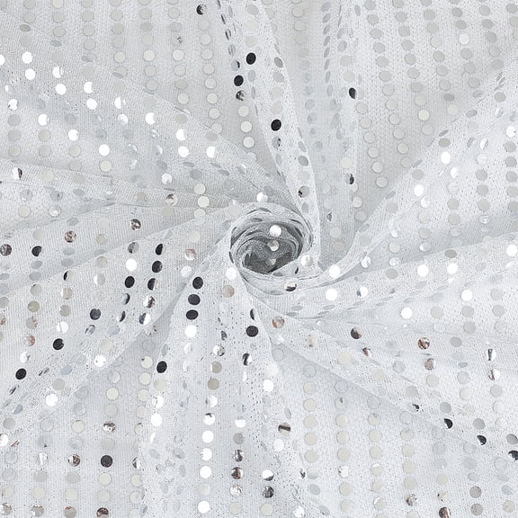 5 Yard White Sequin Mesh Fabric 44 Inch Width Glitter Mesh Fabric for DIY