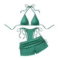 thumbnail image 5 of Leey-World 2 Piece Y2k Polka Dot Halter Bikini with Shorts 2000s Bathing Suit Set Summer Vacation Cute Beach Tankini Swimsuit(Green,S), 5 of 6