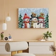 thumbnail image 4 of Christmas Snowman Snowflake Scarf Winter Holly Winter Blue Canvas Prints Wall Art，Winter Scene Decor Wooden Framed for Living Room Bedroom Office 24×16 inch, 4 of 8