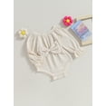 thumbnail image 3 of Cenuakty Baby Girls Waffle Romper Solid Color Long Sleeve Bow Jumpsuits for Newborn Infant Toddler Cute Clothes, 3 of 8