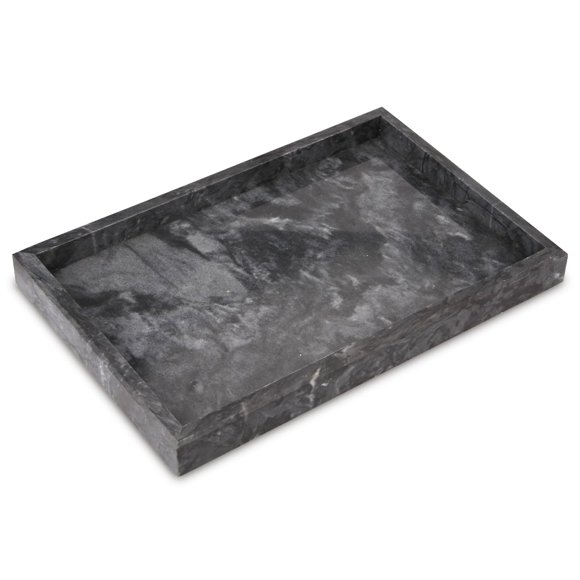 Bandeja de tocador HESHIBI de mármol natural, 30 x 20 x 3 cm, color negro