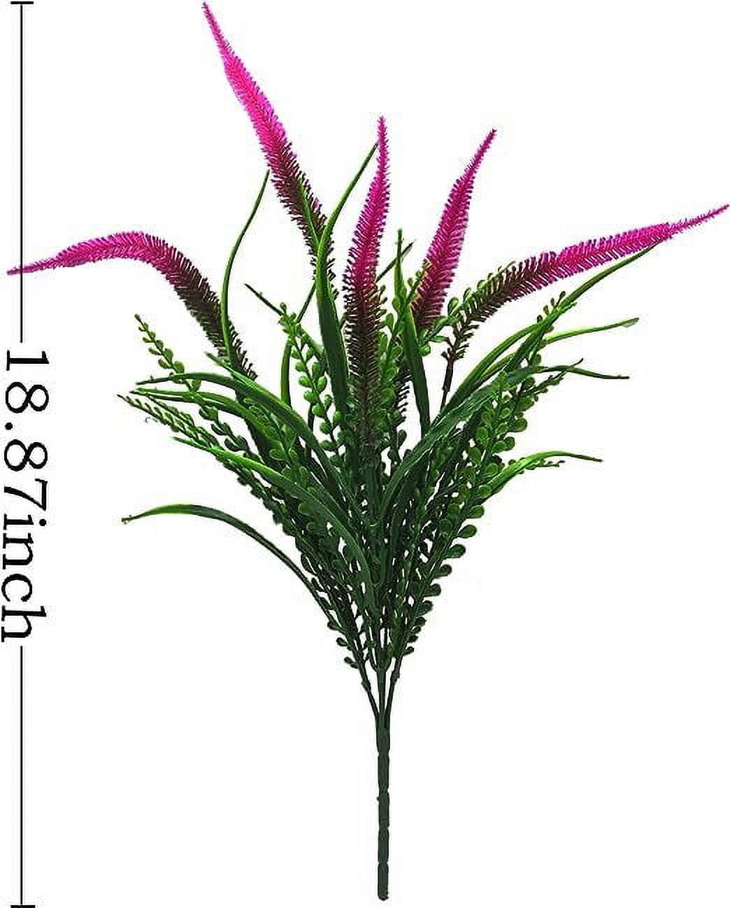 Namzi -a Artificial Plants Flowers Fake Outdoor UV Resistant Plants Faux Plastic Greenery Shrubs Indoor Outside for Home Decor 12Pcs,Light Purple