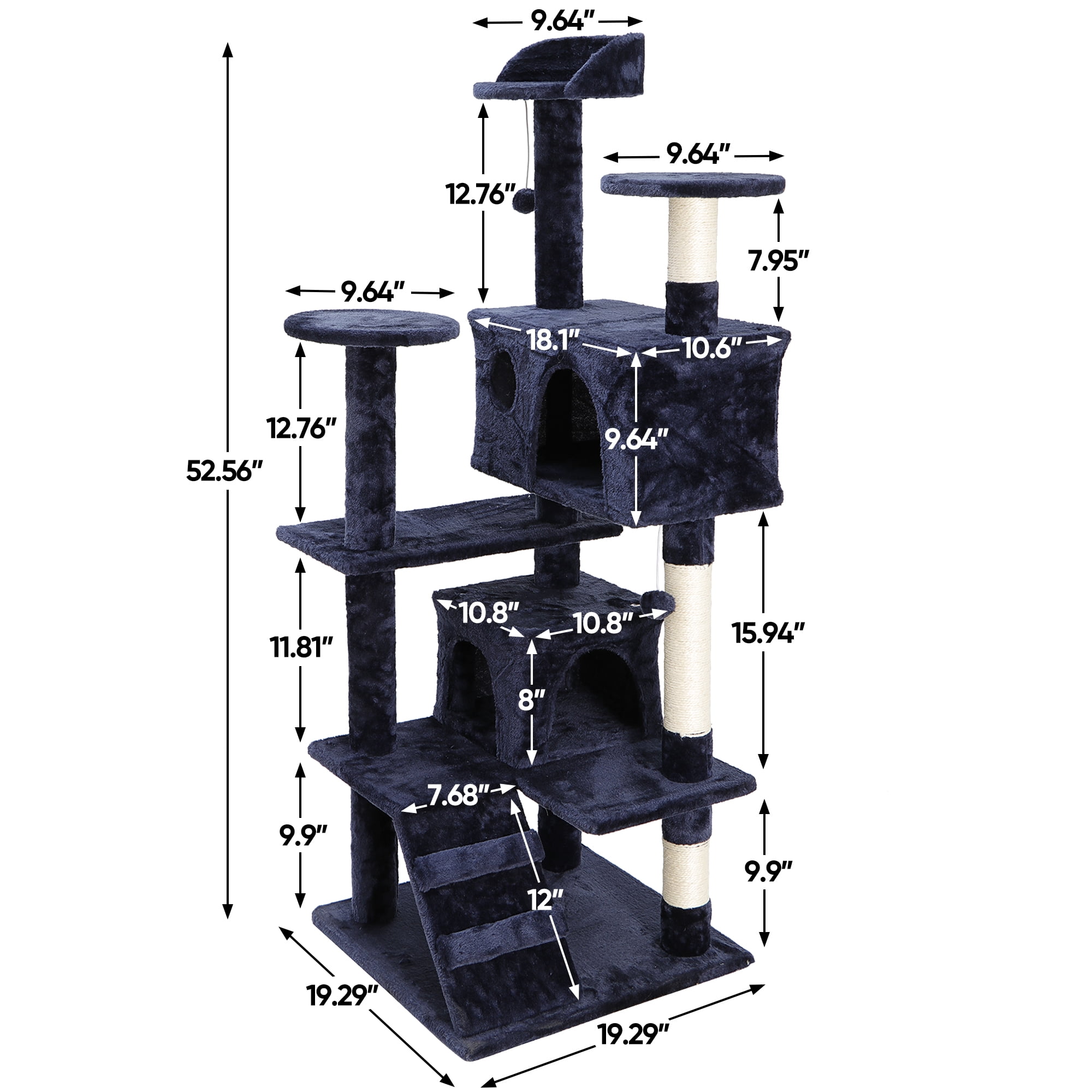 ZENY 53" Cat Tree Multi-Levels Condos Scratching Post Tower Play House, Blue