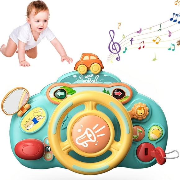 Ikoopy Steering Wheel Toy Simulate Driving Car Steering Wheel with Light and Sound Parent-Child Interactive Racing Wheel Toy Reusabl