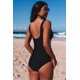thumbnail image 3 of ABPHQTO Traje de baño de una pieza con espalda abierta y frente fruncido con empalme de hojas para mujer, 3 of 5