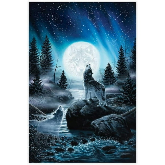 Wolf Canvas Wall Art Cool Wolf Pictures & Paintings - Unique Room Decor: 12x18inch (30x45cm) Unframed