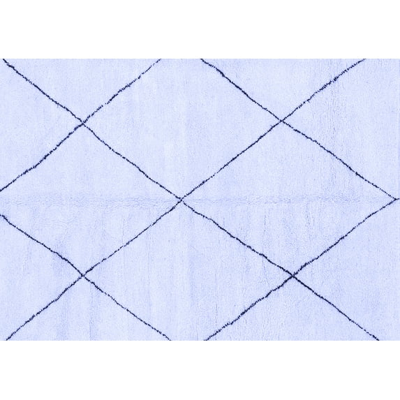 Ahgly Company Machine Washable Indoor Rectangle Oriental Blue Modern Area Rugs, 8' x 12'