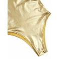 thumbnail image 5 of Aiihoo Womens Shiny Metallic One Piece Camisole Teddy Bodysuit Dance Leotard Thongs Bikini Gold M, 5 of 6