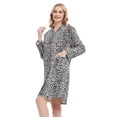 thumbnail image 3 of GLOBAL Camisón de Pijama para Mujer, Camisón de Manga Larga con Botones, Camisón de Novio, Camisetas de Dormir 100% Algodón, Estampado de Leopardo M, 3 of 6