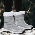 thumbnail image 2 of nsendm Female Shoes Adult Wide Width Snow Boots for Women plus Size Keep Warm Snow Boots Comfortable Mid Boots Shoes Women's Mid Calf Boots Snow Grey 11, 2 of 6