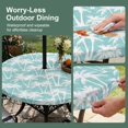thumbnail image 5 of Round Outdoor Tablecloth with Umbrella Hole and Zipper, Mint Palm Tree Summer Tablecloth with Elastic Waterproof, Beach Tropical Botanical Coastal Patio Table Covers for 45" - 54" Picnic Pool Tables, 5 of 9