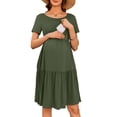 thumbnail image 1 of Vestido de maternidad y lactancia Ekouaer de verano de manga corta verde M, 1 of 6
