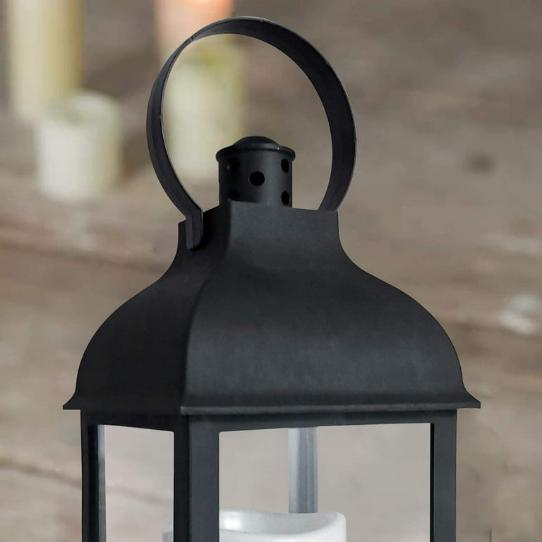 5 Vintage Style Decorative Fire Lantern, Flame Effect LED Lantern (Black)  Indoor Lanterns Decorative, Outdoor Hanging Lantern, Xmas Decorative