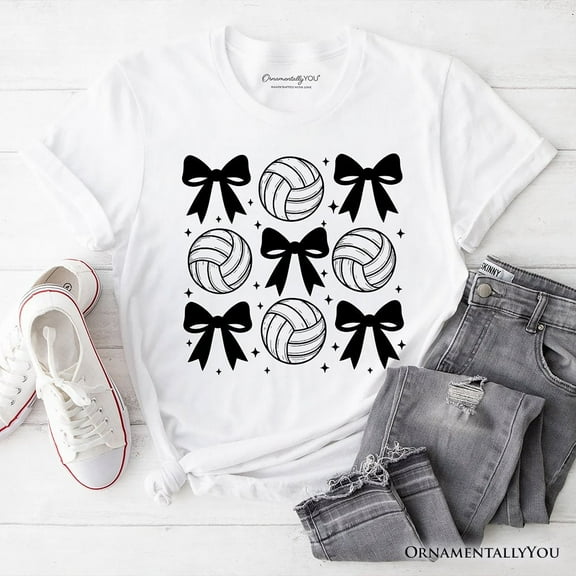 Coquette Volleyball Bows T-Shirt, Cute Athletic Sports Game Day Tee
