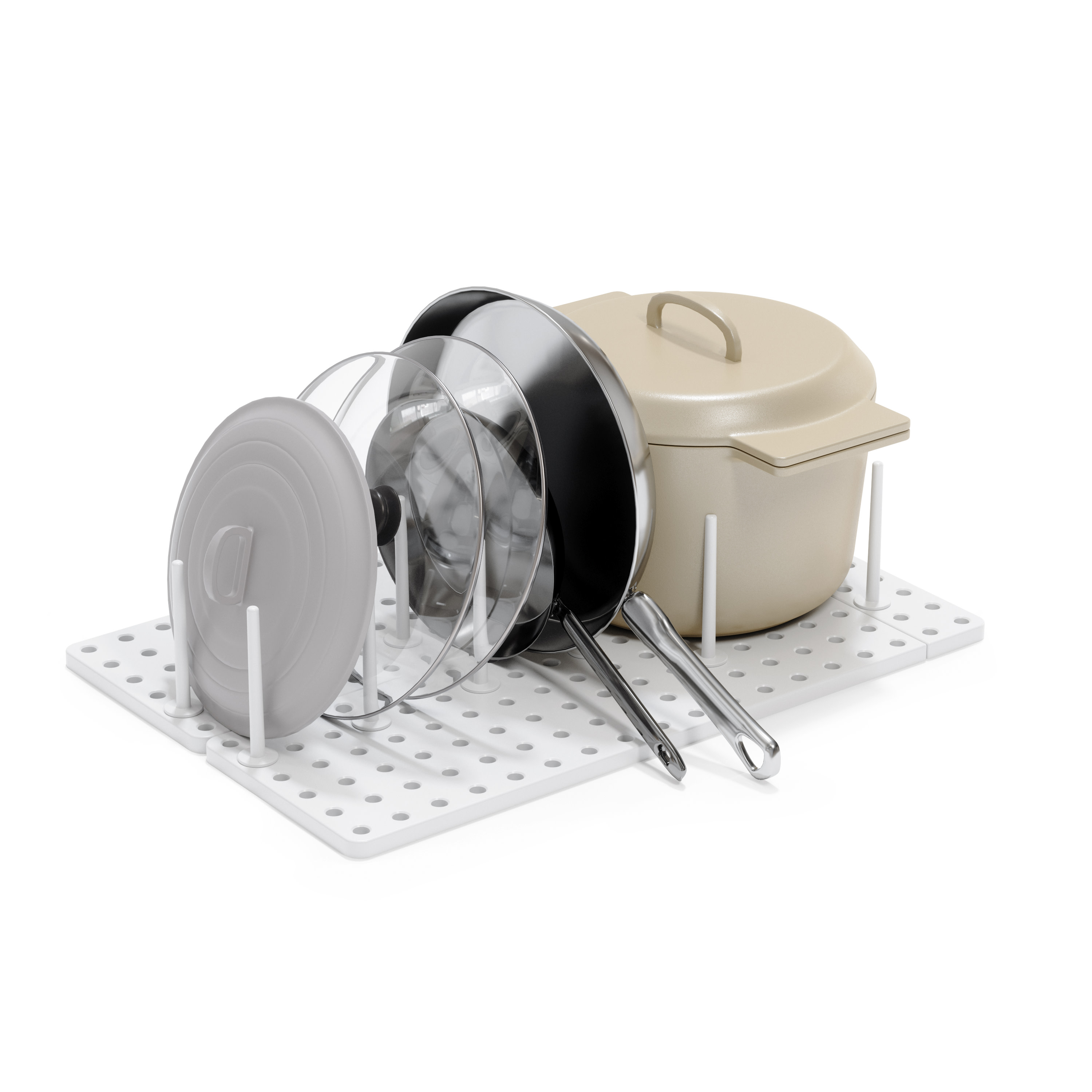 Umbra Peggy Kitchen Organizer Tray with Adjustable Pegs, White photo 1