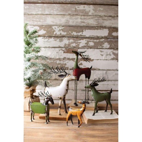 SET OF FIVE RECYCLED DEER - ONE EACH DESIGN