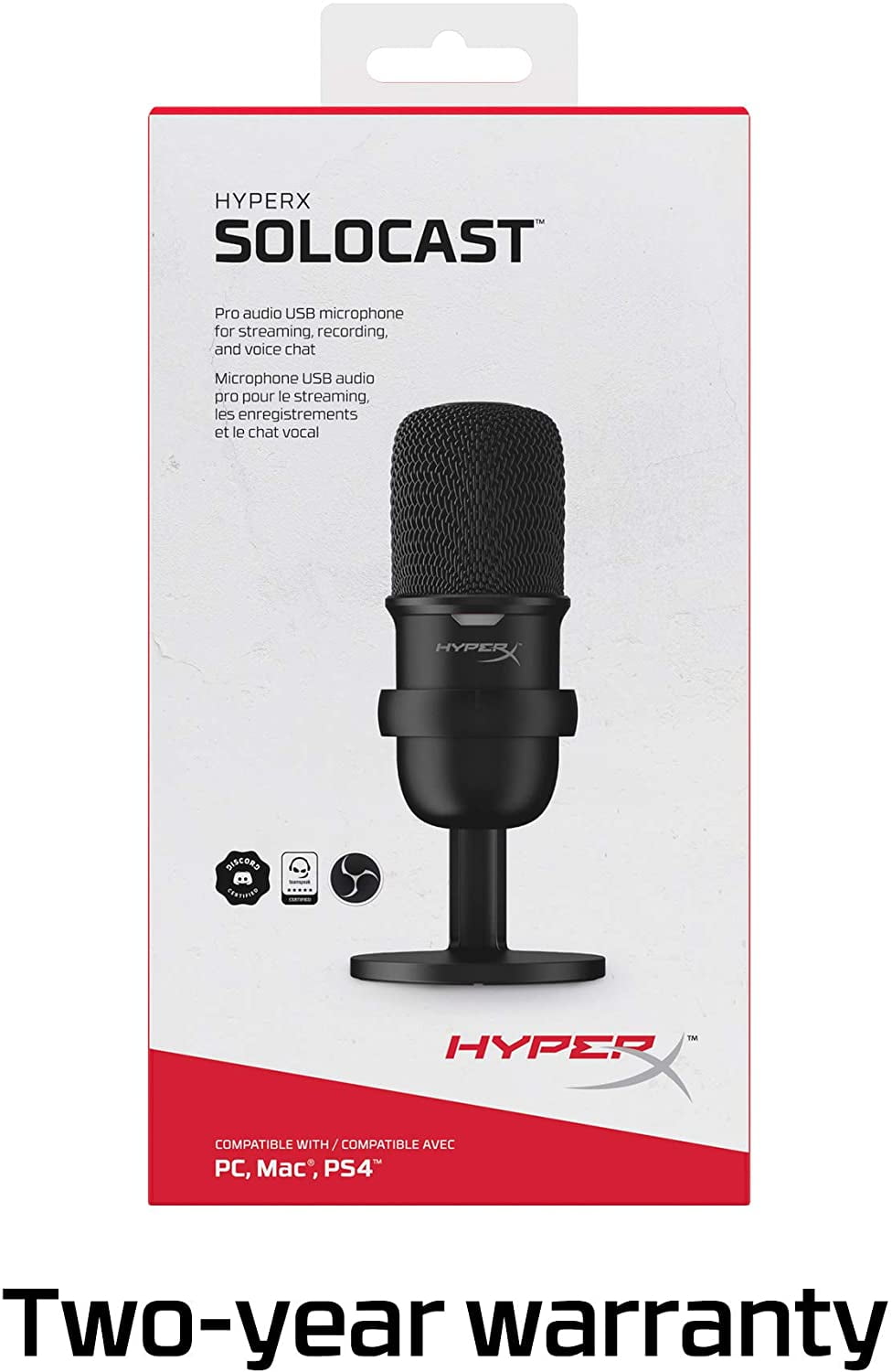 HyperX SoloCast – USB Condenser Gaming Microphone, for PC, PS4 