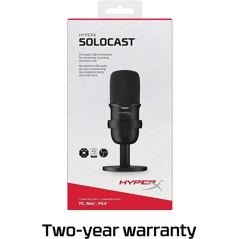 HyperX SoloCast – USB Condenser Gaming Microphone, for PC, PS4, and Mac,  Tap-to-mute Sensor, Cardioid Polar Pattern, Gaming, Streaming, Podcasts,  Twitch, , Discord 