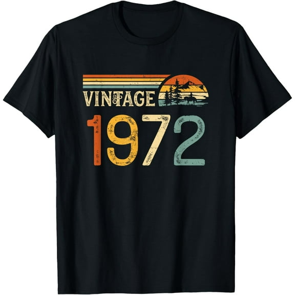 t-shirt Vintage Made in 1972 Birthday T-Shirt mens,black,women,funny,journey,Crew Neck, Short Sleeve,printing
