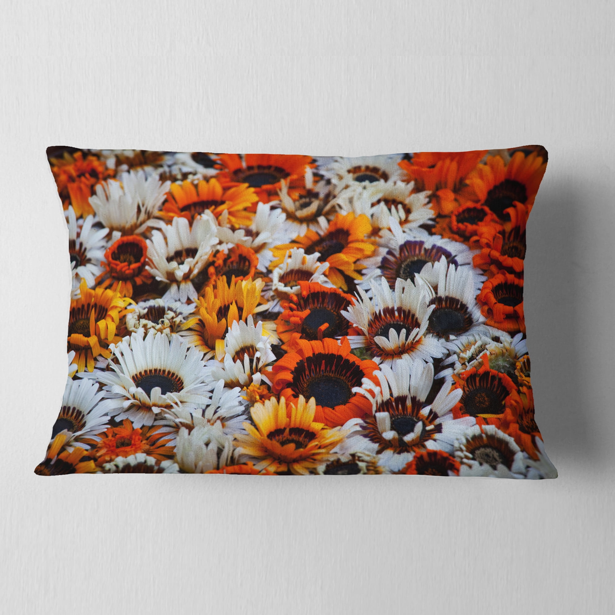 Designart 12" x 20" White Polyester Throw Pillow