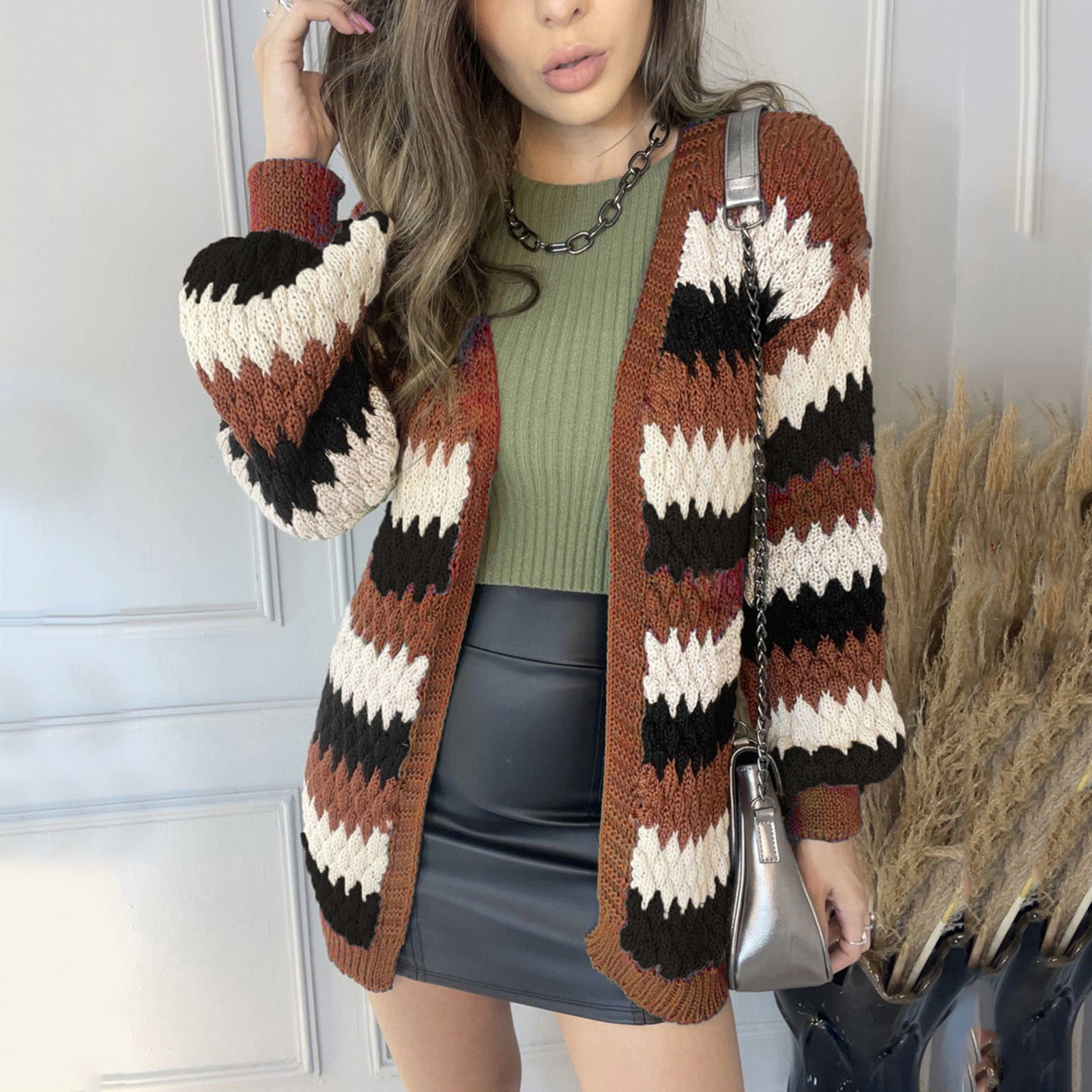 Knitted Cardigan Women Autumn Winter Hollow Out Long Sleeve Female Sweater Coat