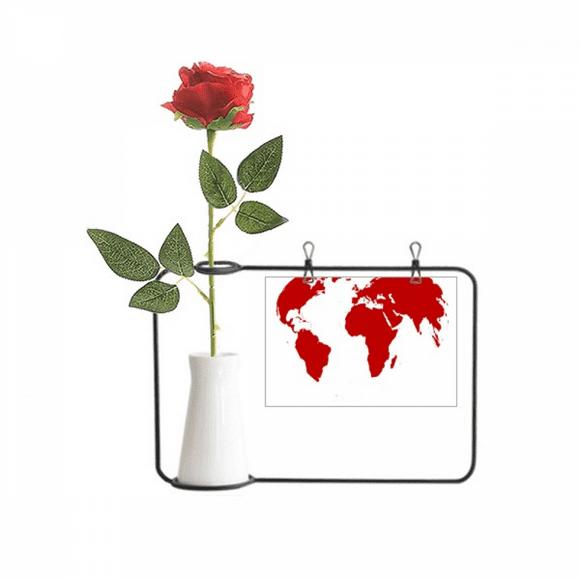 Heart Red World Map Valentine's Day Artificial Rose Flower Hanging Vases Decoration Bottle