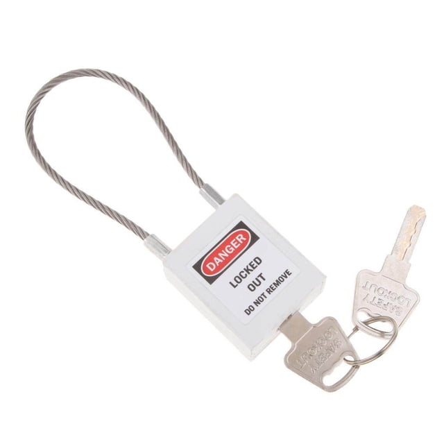 Stainless Steel Cable Safety Padlock Lockout Isolation Lock, 7 Lock Safety Lock Keyed Color White