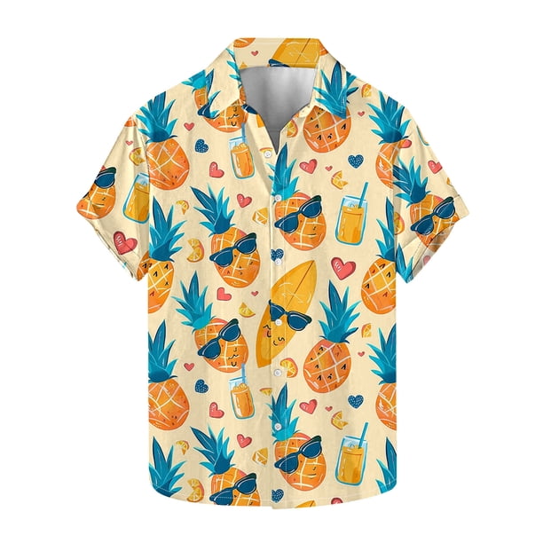 Camisas de Manga Corta para las Mujeres, Camisa de Botón de Cuello de Vuelta Casual Hecha de 100% Poliéster Ligero para Todo el Uso de Temporada, Camisas de Manga Corta para Hombre