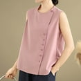 thumbnail image 5 of Delliss Women's Sleeveless Button Down Shirts Dressy Casual Blouses Loose Office Tank Tops, 5 of 5