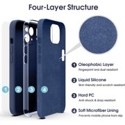 Liquid Silicone Case for iPhone 14, [True Liquid Silicone] [Anti Fingerprint] 4 Layer Phone Case Protective Cover, Full Coverage Around Camera & Built-in Microfiber, 6.1, Purple