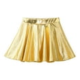 thumbnail image 2 of TiaoBug Kids Girls Shinny Metallic Mini Skater Skort Glossy Flared Pleated Scooter Skirt Gold 12, 2 of 6