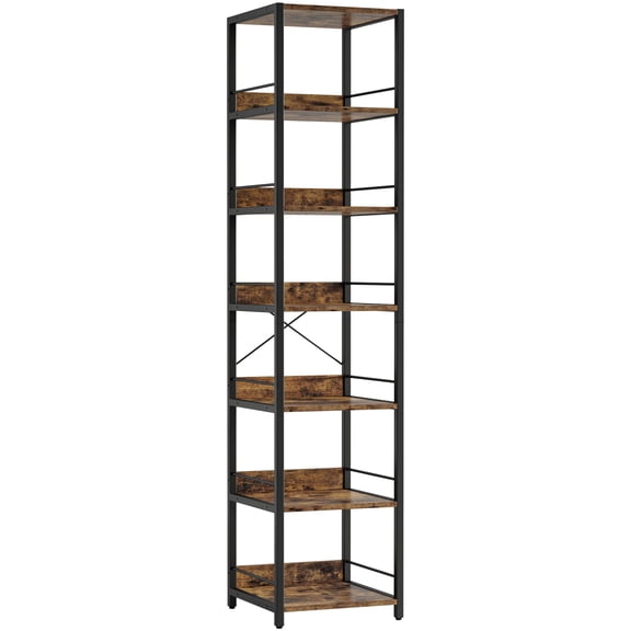 IRONCK 74.8" Tall Narrow Bookshelf, 6-Tier Corner Bookcase, Industrial Metal Frame Display Shelf for Bedroom, Living Room, Home Office