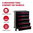 thumbnail image 6 of Rolling Metal Tool Chest,20 Inch 5-Drawer Tool Storage Cabinet with Lockable Casters & Steel Top Work Surface, Removable Tool Box, Mobile Tool Cart Organizer for Garage Workshop,Black, 6 of 8