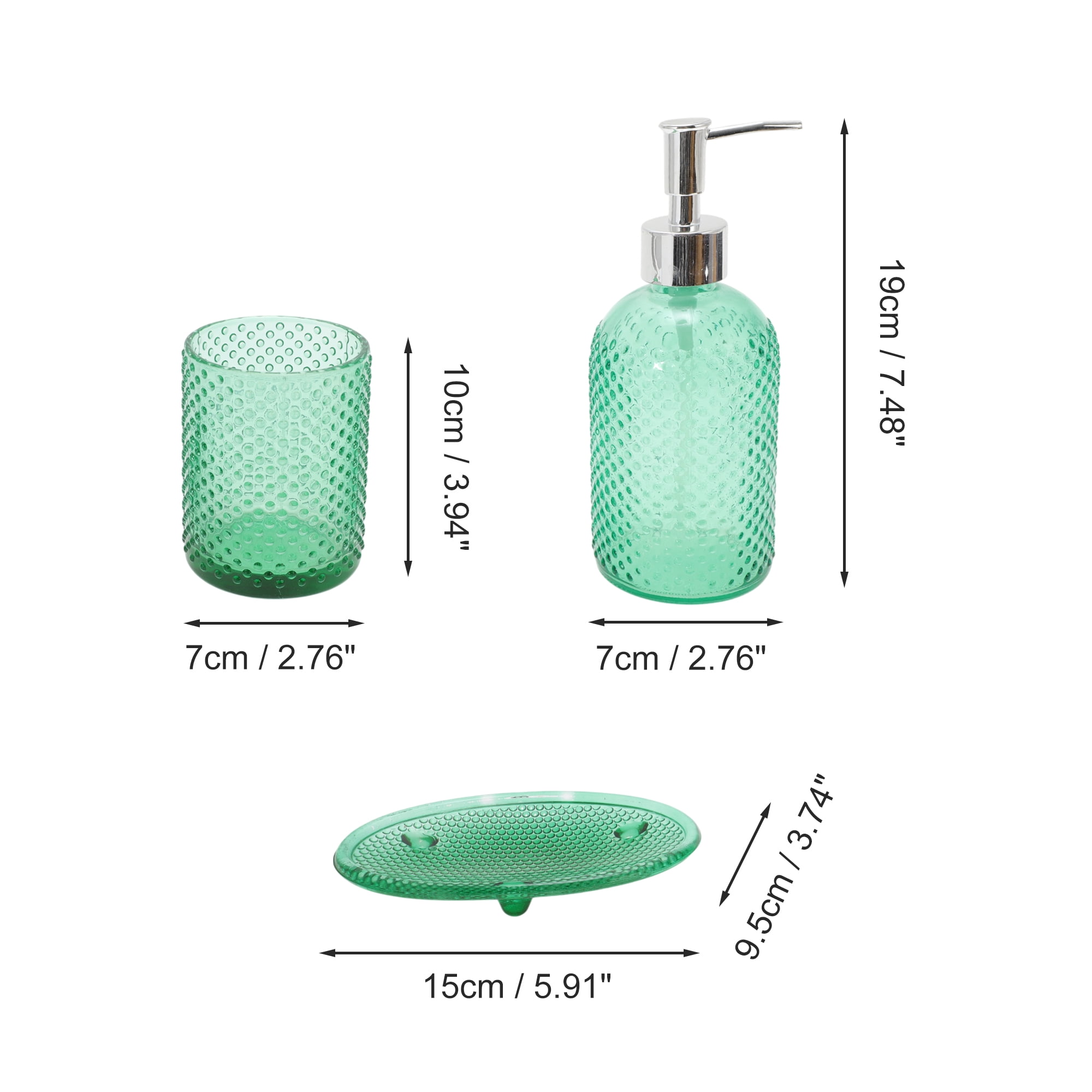Unique Bargains Durable Dot Bathroom Accessories Kit 3Pcs Green