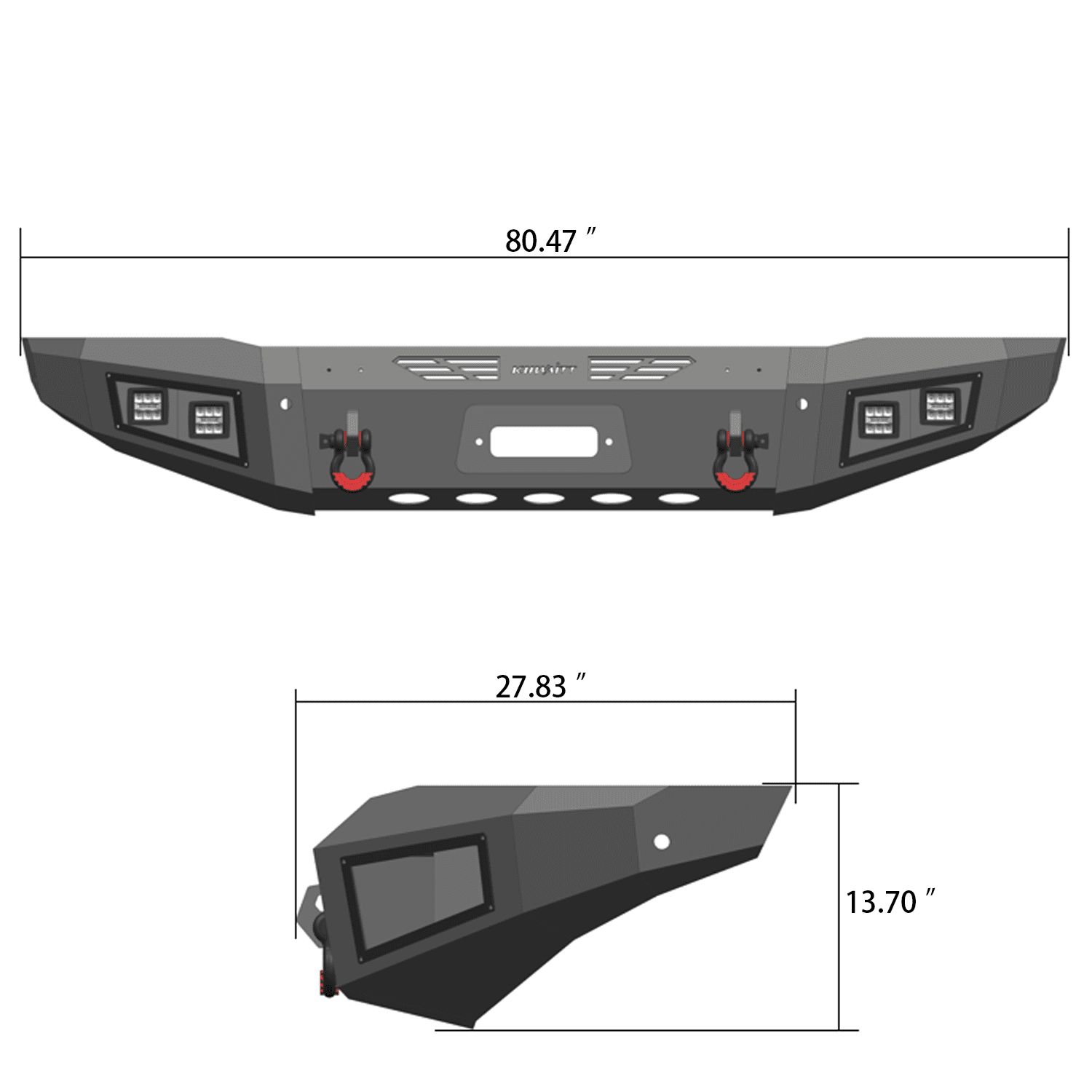 TIOYAR Steel Front and Rear Bumper With Winch Plate&Lights Compatible with 2015-2019 Chevy Silverado 2500/3500（Black Texture）