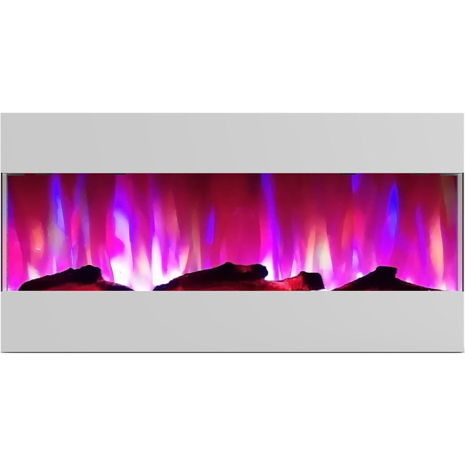Hanover Fireside 50 In. Recessed/Wall-Mounted Electric Fireplace with Logs and LED Color-Changing Flame Display, White