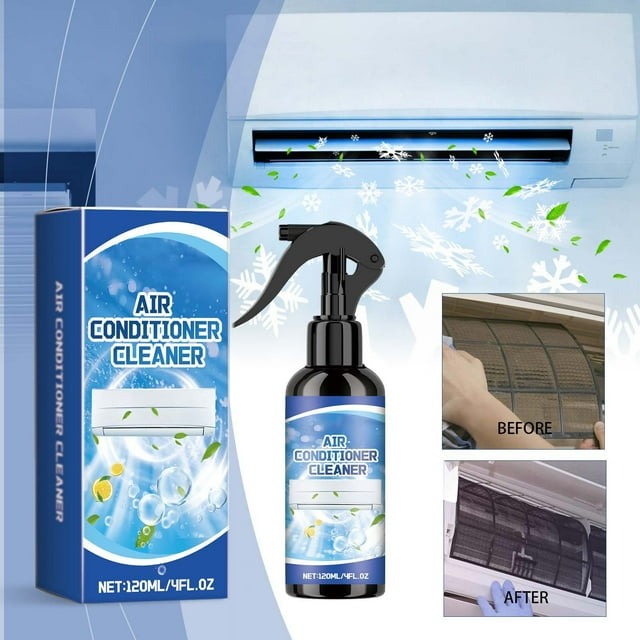 AC Foam Cleaner Spray | Powerful Stain Remover for Wall-Mounted & Cabinet Units | Deep Cleans Coils, Fins, Eliminates Odors | Safe Home & Commercial Use | 120ml Nozzle Bottle | HVAC Cleaning Solution