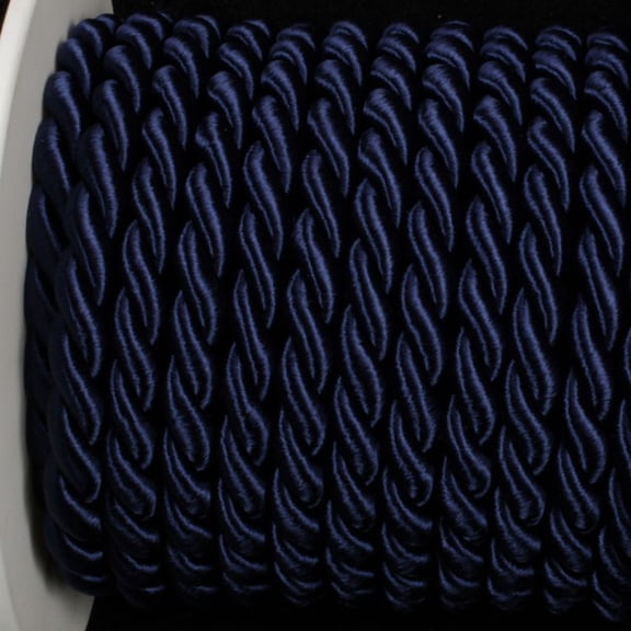 Navy Blue Braided Cording Wired Craft Ribbon 0.25" x 17 Yards