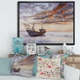 thumbnail image 2 of Designart 'Wooden Fishing Boat On The Baltic Shore With Evening Clouds' Nautical & Coastal Framed Canvas Wall Art Print, 2 of 5