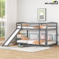 thumbnail image 4 of Bellemave Twin Size Bunk Bed with Slide Twin over Twin Bunk Bed with Convertible Slide and Ladder Low Bunk Bed Wood Junior Floor Bunk Bed Frame 2 Bunk Bed, Gray, 4 of 10