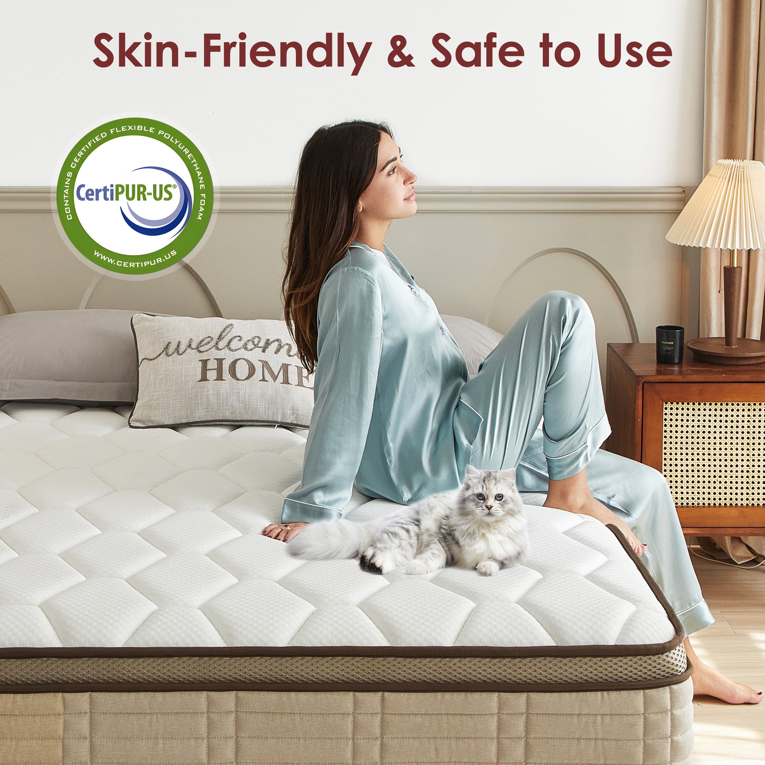 SogesPower Twin Size Hybrid Mattress 12 Inch Memory Foam Mattress, Medium Firm Twin Mattress for Pressure Relief & Cool Fresh Sleep, Fiberglass Free, Mattress in A Box, CertiPUR-US, Beige