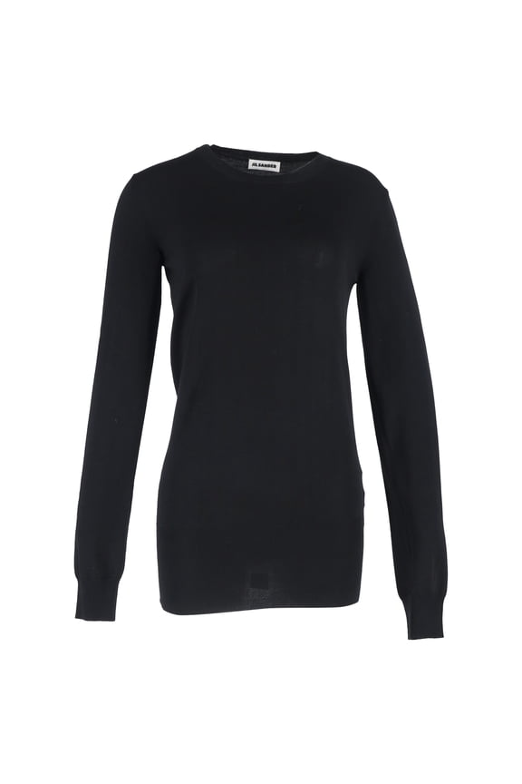 Pre-Owned Jil Sander Plain Crewneck Sweater in Black Wool