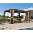 thumbnail image 2 of PURPLE LEAF 10' X 13' Outdoor Louvered Pergola Aluminum Adjustable Roof Louvered Gazebo with Curtains and Netting, Bronze, 2 of 7